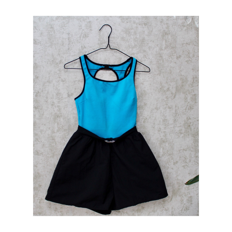 1980s One-Piece Swimsuit with Over-skirt