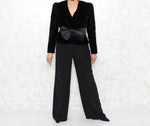 1980s Puff-Shoulder Velvet Blazer