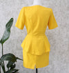 1980s Yellow Peplum Skirt-Suit