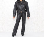 1980s Gold Stud Leather Jacket with Buckle