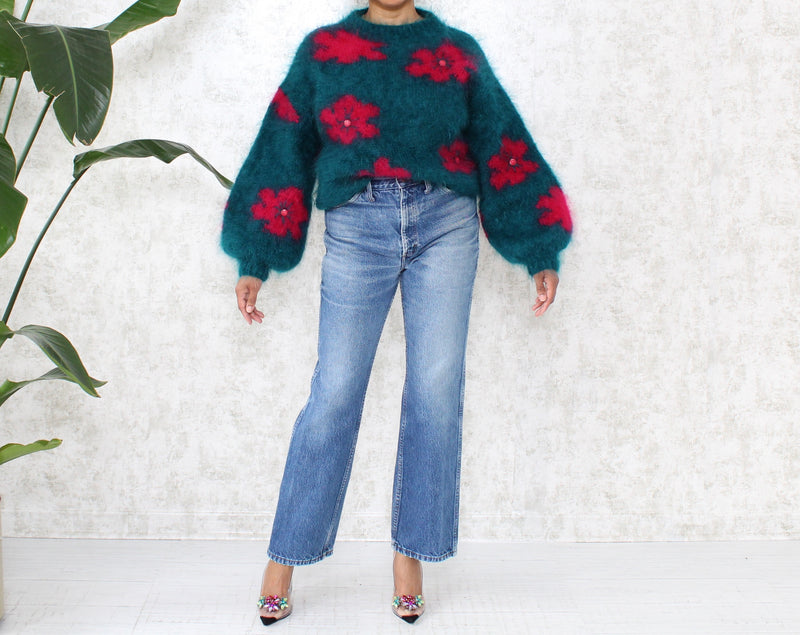 1980s Balloon Sleeve Knit Sweater