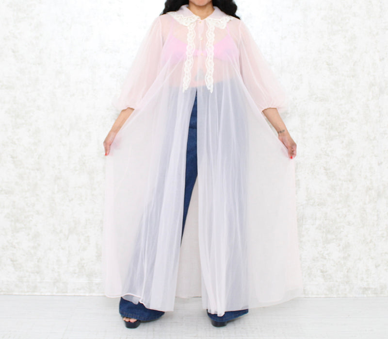 1960s Pink Chiffon Duster