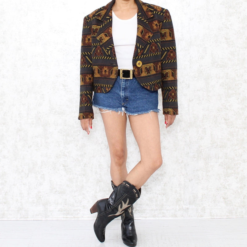 Vintage Cropped Southwestern Blazer
